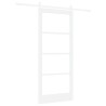 Porte Coulissante avec Ensemble de Quincaillerie 'ORKDAL'Bois solide blanc & Verre 