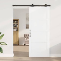 Porte coulissante avec kit 'ORKDAL'Blanc en bois massif de pin 