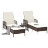 Ensemble de chaises longues 3 pièces Marron et crème 