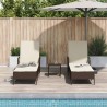 Ensemble de chaises longues 3 pièces Marron et crème 