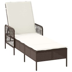 Ensemble de chaises longues 3 pièces Marron et crème 