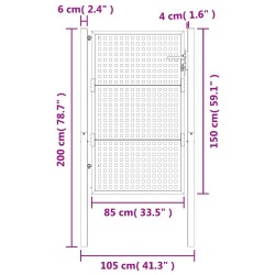 Portail de jardin anthracite 105 x 200 cm acier 
