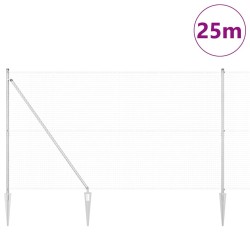 Clôture en Fil Soudé avec 13 Piquets en Pointe 1,5 x 25 m Acier Galvanisé 