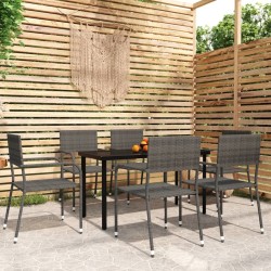 Ensemble à manger de jardin 7 pcs Gris 