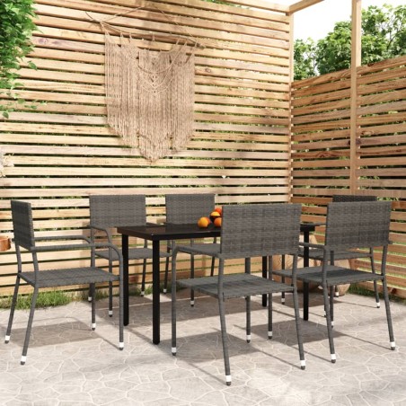 Ensemble à manger de jardin 7 pcs Gris 