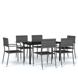 Ensemble à manger de jardin 7 pcs Gris 
