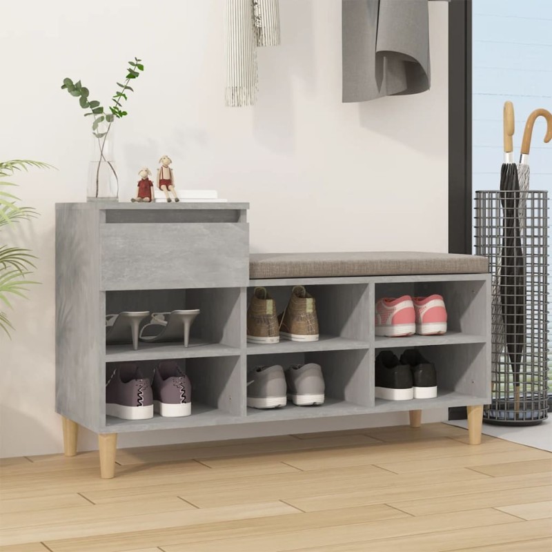 Armoire à chaussures Gris béton 102x36x60 cm Bois d'ingénierie 