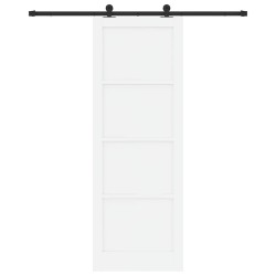 Porte coulissante avec quincaillerie blanche 83x232 cm en bois massif pin 