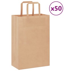 Sacs en papier 50 pcs avec poignées marron 21x11x31 cm 