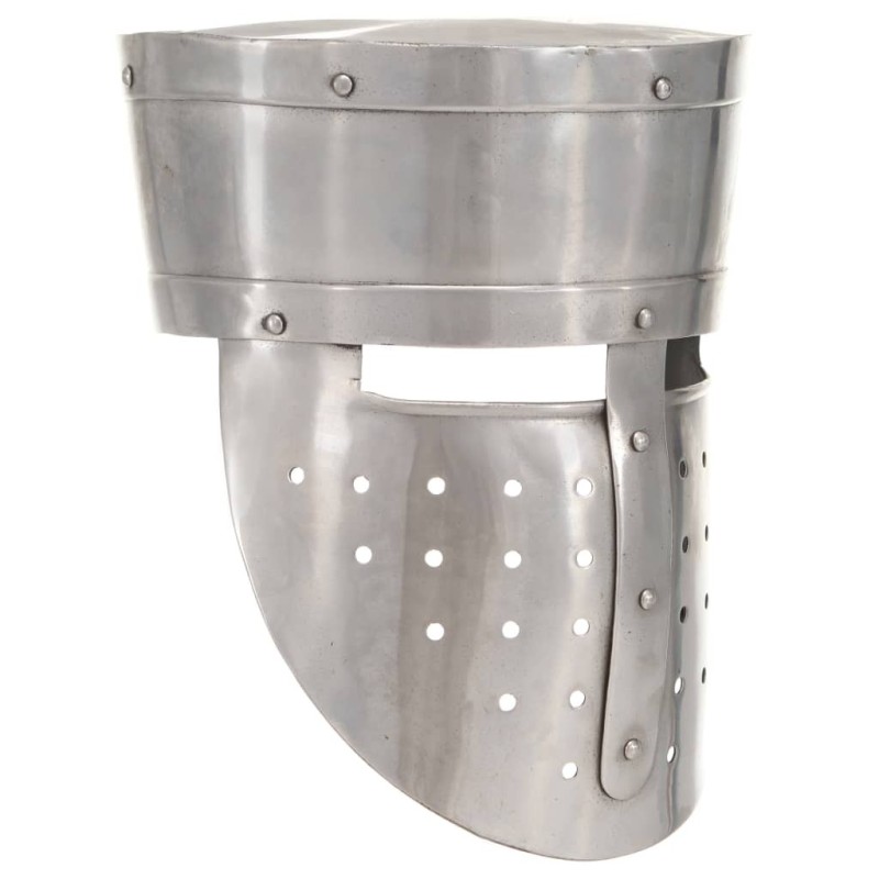 Casque de chevalier médiéval antique pour GN Argenté Acier 