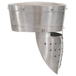 Casque de chevalier médiéval antique pour GN Argenté Acier 