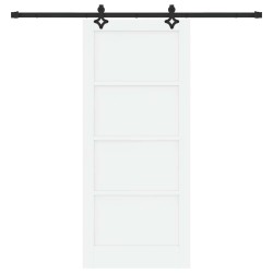 Porte Coulissante avec Kit de Quincaillerie Blanche 86x198,5 cm Bois de Pin Massif 