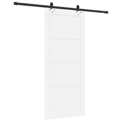 Porte Coulissante avec Kit de Quincaillerie Blanche 86x198,5 cm Bois de Pin Massif 