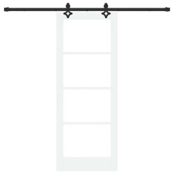Porte coulissante avec quincaillerie blanche 78x202 cm en pin massif 