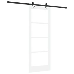 Porte coulissante avec quincaillerie blanche 78x202 cm en pin massif 