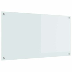Crédence de Cuisine Blanche 110x60x0,6 cm en Verre Trempé 