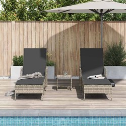 Chaise Longue Ensemble de 3 Gris clair et gris foncé 