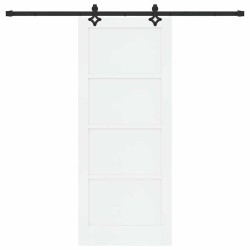 Porte Coulissante avec Kit Matériel 'ORKDAL'en Bois Massif de Pin Blanc 