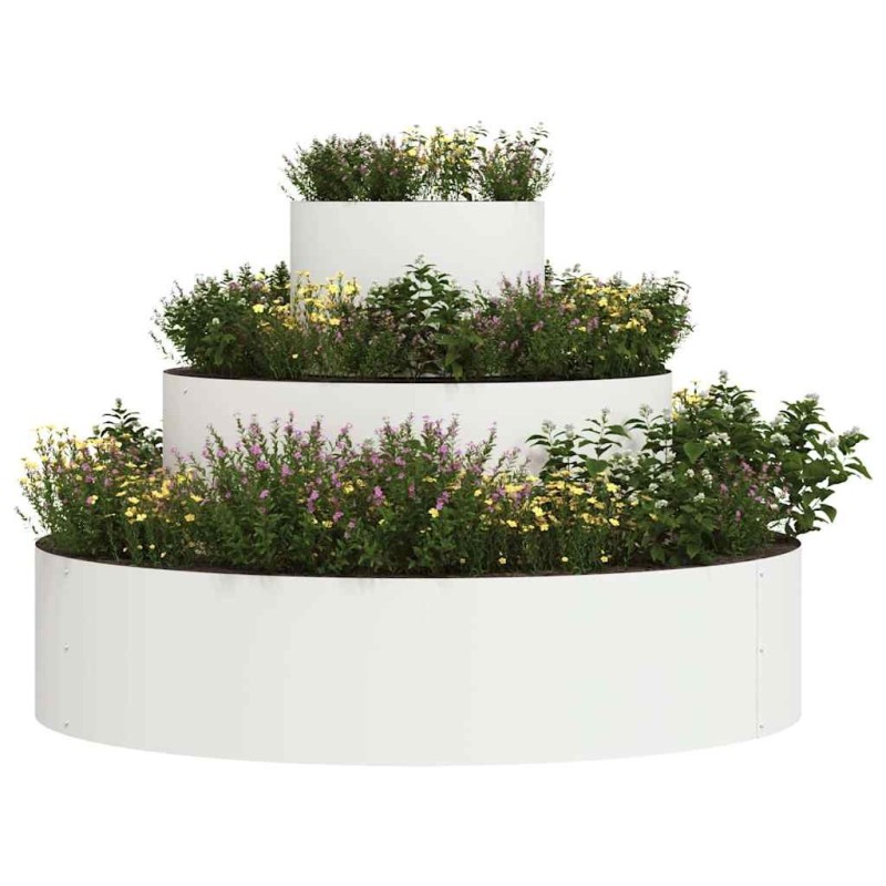 Grand pot en métal Acier/Blanc Acier revêtu de poudre Grand 