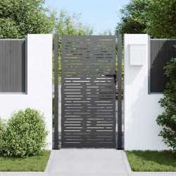 Porte de Jardin Noir 105 x 175 cm Acier peint par poudre 