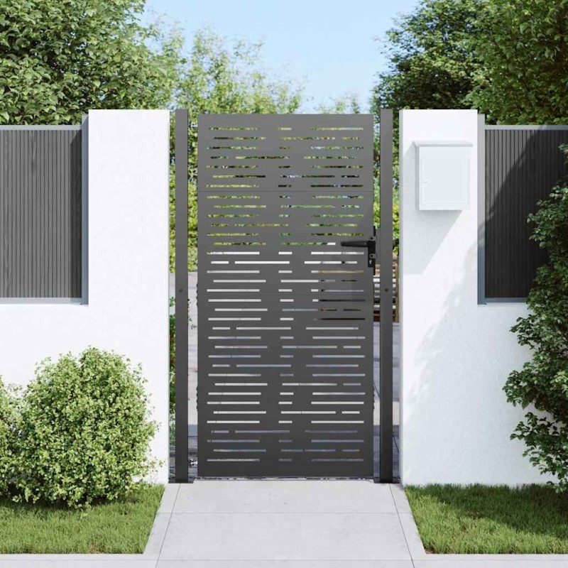 Porte de Jardin Noir 105 x 175 cm Acier peint par poudre 