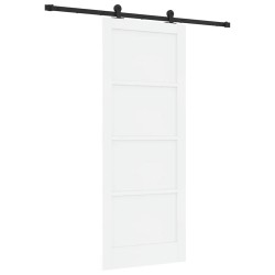 Porte coulissante avec quincaillerie blanche 83x211 cm en bois massif de pin 