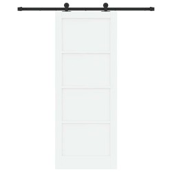 Porte coulissante avec quincaillerie blanche 83x211 cm en bois massif de pin 
