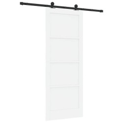 Porte coulissante avec quincaillerie blanche 83x211 cm en bois massif de pin 