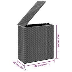 Boîte à coussins de jardin Résine tressée 100x49x103,5 cm Noir 