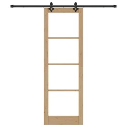 Porte coulissante avec matériel 78x232 cm en bois massif de pin 