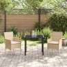 Ensemble de jardin 3 pièces avec coussins, polyrotin beige. 