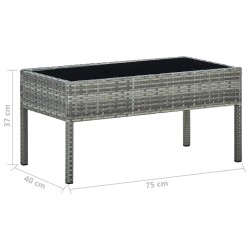 Table de jardin Gris 75x40x37 cm Résine tressée 