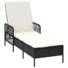 Set de chaises longues 3 pièces Noir et crème Ratan PE, métal 