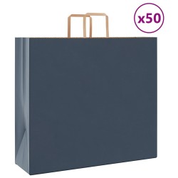 Sacs en papier 50 pcs avec poignées bleu 54x15x49 cm 