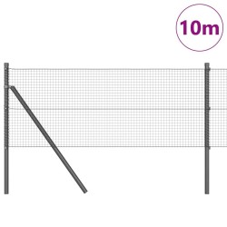 Clôture en fil soudé avec 7 poteaux Gris 0.4x10 m en acier 