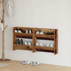 Cabinets à chaussures muraux 2 pcs Vieux bois 60 x 18 x 60 cm 