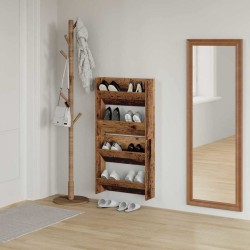 Cabinets à chaussures muraux 2 pcs Vieux bois 60 x 18 x 60 cm 