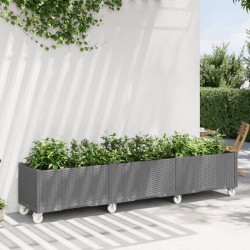 Jardinière à roulettes gris clair 240x50x54 cm PP 