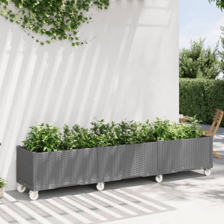 Jardinière à roulettes gris clair 240x50x54 cm PP 