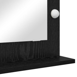 Miroir de coiffeuse avec lumières LED Chêne noir 70x50x18 cm 