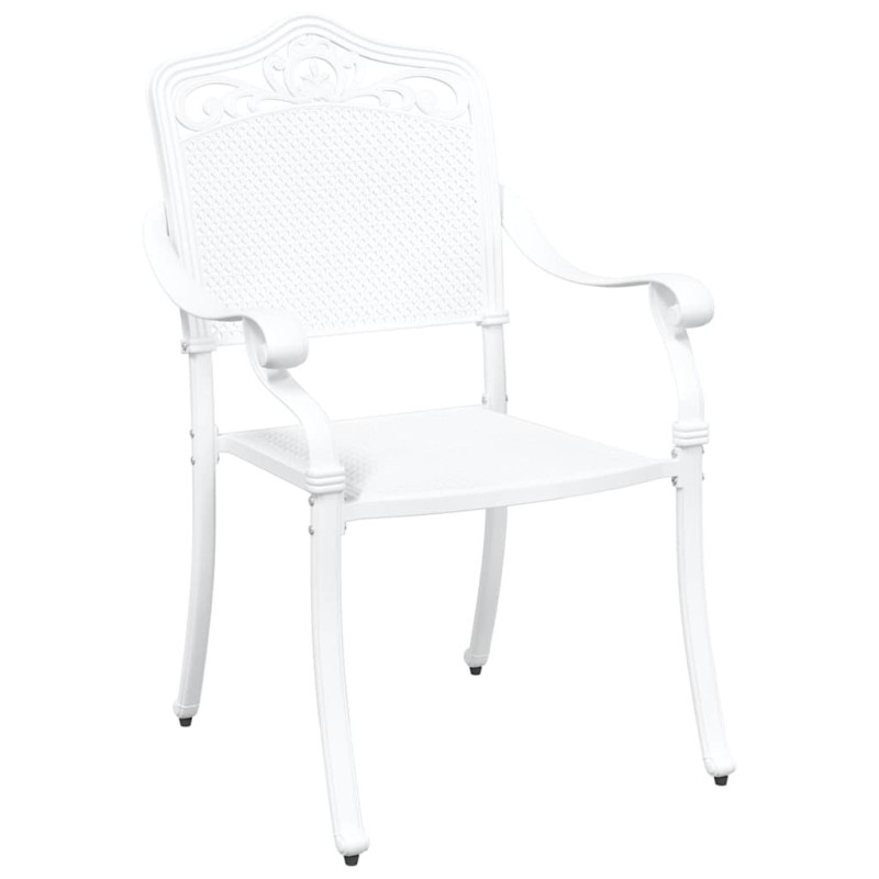 Chaises de jardin 2 pcs en alu moulé blanc 