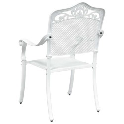 Chaises de jardin 2 pcs en alu moulé blanc 