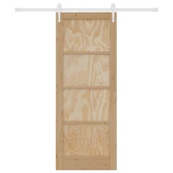 Porte Coulissante avec Ensemble de Matériel 78x202 cm en Bois de Pin Massif 