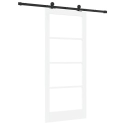 Porte coulissante avec quincaillerie 'ORKDAL'Bois solide blanc et verre 