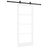 Porte coulissante avec quincaillerie 'ORKDAL'Bois solide blanc et verre 