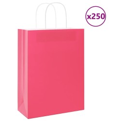 Sacs en papier 250 pcs avec poignées rose 26x12x35 cm 