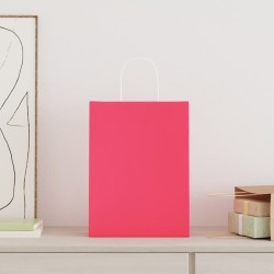 Sacs en papier 250 pcs avec poignées rose 26x12x35 cm 