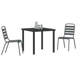 Ensemble de salle à manger de jardin , 3 pièces, en acier gris foncé. 