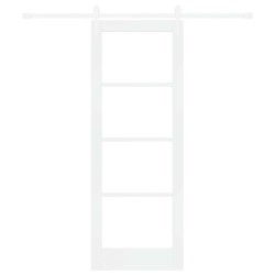 Porte Coulissante avec Kit Quincaillerie Blanche 73,5x198,5 cm Bois Massif Pin 