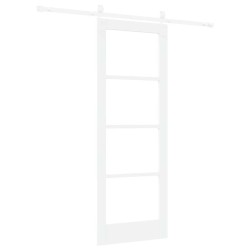 Porte Coulissante avec Kit Quincaillerie Blanche 73,5x198,5 cm Bois Massif Pin 